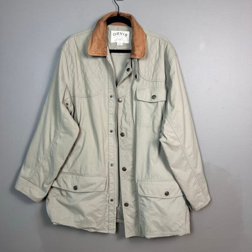 Orvis Field jacket men’s large chore Leather trim fishing Gorpcore‎ grandpa VTG
